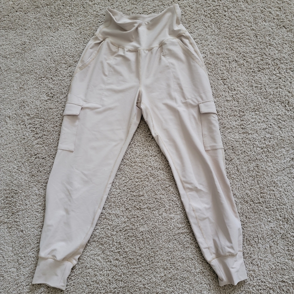 Old Navy Cream Track Pants Relaxed Fit Soft Fabric